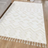 Madu İskandinav Tarz Saçaklı Krem Dokuma Salon ve Oturma Odası Halısı 1184_RO_66 - 1