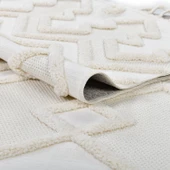 Madu İskandinav Tarz Saçaklı Krem Dokuma Salon ve Oturma Odası Halısı 1184_RO_66 - 4