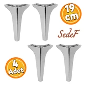 Sedef Lüks Mobilya Kanepe Tv Ünitesi Konsol Koltuk Ayağı 19 Cm Parlak Krom Ayakları 4 Adet - 1