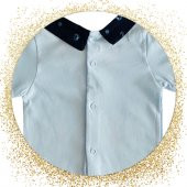 Neşeli Bebekler Polo Yaka Baskılı Sırttan Çıtçıtlı Yazlık Takım Mavi thumbnail 2