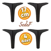Sedef Lüks Mobilya Kanepe Tv Ünitesi Konsol Koltuk Ayağı 17 Cm Siyah Ayakları 4 Adet - 1