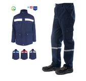 Kışlık İş Takımı Çok Cepli Reflektörlü Mont 4111 ve 7/7 İş Pantolonu 2958 Lacivert Renk Yüzde Yüz Pamuk - 1