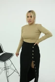 Siyah Düğmeli Triko Etek - 3