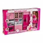 My Lıttle Chefs 3lü Eklemli Et Bebek Ve Mutfak Seti Pembe - 1