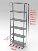 6 Katlı Galvaniz Çelik Raf - Depo, Arşiv, Kiler, Dosya, Market Rafı  31x75 cm 100 cm 1.00 mm thumbnail 2