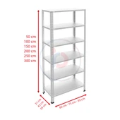 6 Katlı Galvaniz Çelik Raf - Depo, Arşiv, Kiler, Dosya, Market Rafı  31x60 cm 150 cm 1.00 mm thumbnail 4