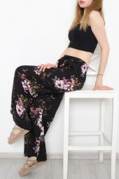 Desenli Bol Pantolon Çiçeklisiyah - 10552.1095. - 9