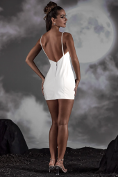 Ergü Ekru İnce Askılı Sırt Dekolteli Deri Kadın Elbise Ergü1520-1 thumbnail 2