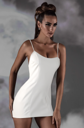 Ergü Ekru İnce Askılı Sırt Dekolteli Deri Kadın Elbise Ergü1520-1 thumbnail 4