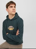 JACK JONES Kapüşonlu Yazı Baskılı Erkek Sweatshirt 12242197 thumbnail 6