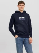 JACK JONES Kapüşonlu Yazı Baskılı Erkek Sweatshirt 12242197 - 1