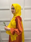 Cosie İthal  Desenli Yakma Şal 00829  SARI - 2