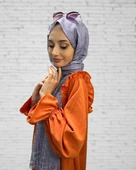 Cosie İthal  Desenli Yakma Şal 00829  KOYU GÜMÜŞ thumbnail 1