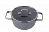 Porland Bianco Gri Kapaklı Derin Tencere 24 cm 04STY005841 - 1
