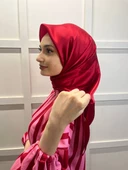 Cosie İpeksi Görünümlü Janjan Eşarp 100x100cm  00906  KIRMIZI thumbnail 2