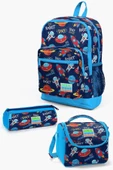 Coral High Kids Lacivert Mavi Uzay Desenli 3'lü Okul Çanta Seti - Erkek Çocuk - 1