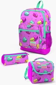 Coral High Kids Açık Pembe Su Yeşili Makaron Desenli 3'lü Okul Çanta Seti thumbnail 1