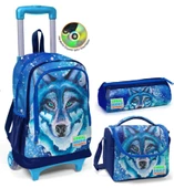 Coral High Mavi Kurt Çekçek Okul Çantası Seti - Işıklı Tekerlekler - Erkek Çocuk thumbnail 1