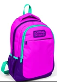 Coral High Üç Bölmeli Kız Çocuk İlkokul ve Ortaokul Okul Sırt Çantası - Mor Pembe - 1