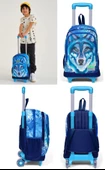 Coral High Mavi Kurt Çekçek Okul Çantası Seti - Işıklı Tekerlekler - Erkek Çocuk thumbnail 3