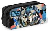 Coral High İki Bölmeli Erkek Çocuk Siyah Kurt Kalem Çantası Kalemlik - 1