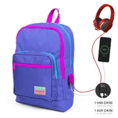 Coral High Okul Çantası ve Beslenme Çantası Seti - Kız Çocuk Mor - USB Soketli - 2