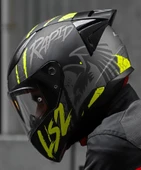 LS2 Rapıd 2 Race Raven Neon Sarı Kapalı Motosiklet Kaskı Şefaf Camlı - 1
