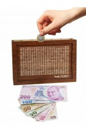 Hedef Kumbara, Para Biriktirme Kutusu, Parabox, 10.000 Tl Kumbara Ceviz - 1