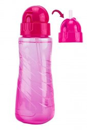 Matara 500 ml Pembe 1 Adet Plastik Su Matarası 500 cc Pipetli Suluk Okul Suluğu - 1