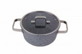 Porland Bianco Gri Kapaklı Derin Tencere 20 cm 04STY005840 - 1