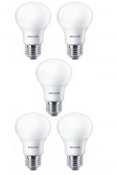 Philips 8W (60W) Led Ampul Beyaz 6500K E27 (5 Adet) Tasarruflu Lamba - 1