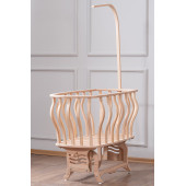 Setay Doğal Ağaç Beşik, Kristal Sepet Beşik + Uyku Seti + Cibinlik - Açık Gri - 2