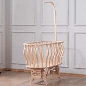 Setay Doğal Ağaç Beşik, Kristal Sepet Beşik + Uyku Seti + Cibinlik - Lacivert - 5