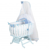 Setay Doğal Ağaç Beşik, Otantik Lüx Sallanan Beşik + Uyku Seti + Cibinlik - Mavi - 1