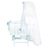 Setay Doğal Ağaç Beşik, Otantik Lüx Sallanan Beşik + Uyku Seti + Cibinlik - Mavi - 2