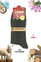 Bayan Çorap 5 Çift Kışlık Yün Çorap Lambswool (ÖZEL KUZU YÜNLÜ) Kadınlar İçin Termal Özellikli - 1