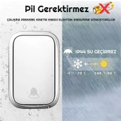 Cacazi 2 Buton 1 Alıcı Su Geçirmez Beyaz Pilsiz Kablosuz LED Kapı Zili - 3