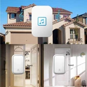 Cacazi 2 Buton 1 Alıcı Su Geçirmez Beyaz Pilsiz Kablosuz LED Kapı Zili thumbnail 5