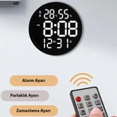 TriLine Dijital Modern 12inç Elektronik LED Duvar Masa Saati Sıcaklık Nem Alarm - 7