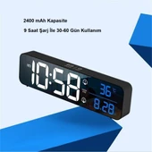TriLine HD LED Ekranlı Aynalı Elektronik Saat Sıcaklık Tarih Dijital Masa Saati - 6