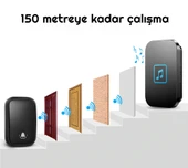 Cacazi 2 Buton 1 Alıcı Pil Gerektirmeyen Kablosuz  LED Kapı Zili - 2