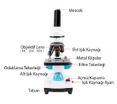 TriLine 2000X Zoom Biyolojik HD Dijital Monoküler Mikroskop Kiti thumbnail 3