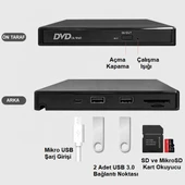 TriLine Harici DVD-RW USB 3.0 +SD TF Kart Okuyucu +3.0 USB Hub - 2