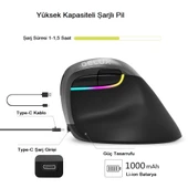 Delux M618 Mini Bluetooth 4.0+ 2.4G Ergonomik Şarjlı Sessiz RGB Mouse thumbnail 4