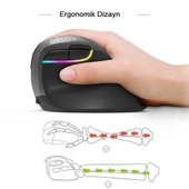 Delux M618 Mini Bluetooth 4.0+ 2.4G Ergonomik Şarjlı Sessiz RGB Mouse thumbnail 3