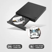 TriLine Harici DVD-RW USB 3.0 +SD TF Kart Okuyucu +3.0 USB Hub - 4