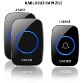 Cacazi 2 Alıcılı Kablosuz Uzaktan Kumandalı LED Kapı Zili - 1