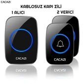 Cacazi 2 Buton 1 Alıcı Kablosuz Uzaktan Kumandalı LED Kapı Zili - 1