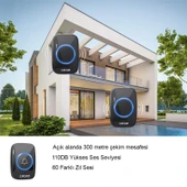 Cacazi 2 Alıcılı Kablosuz Uzaktan Kumandalı LED Kapı Zili - 4