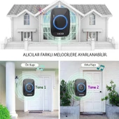 Cacazi 2 Alıcılı Kablosuz Uzaktan Kumandalı LED Kapı Zili thumbnail 5